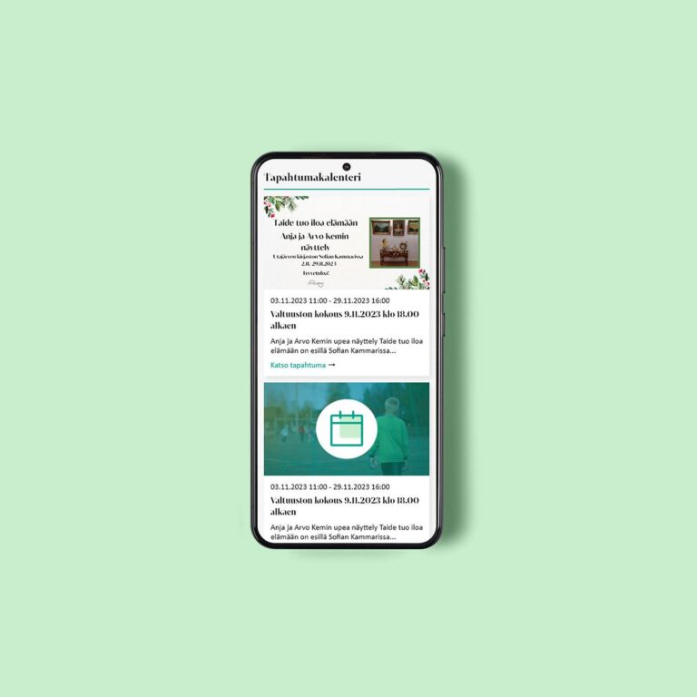 Luma Creative toteuttama Utajärvi tapahtumakalenteri mobiilimockup
