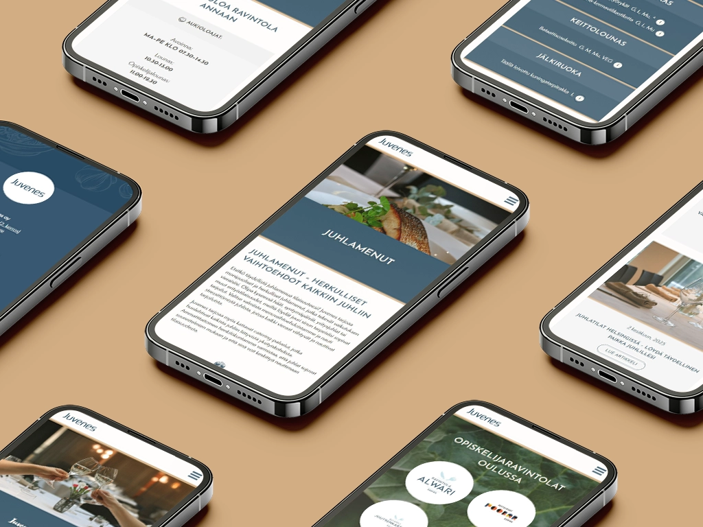 Juvenes Oy WordPress-verkkosivut mobiilissa