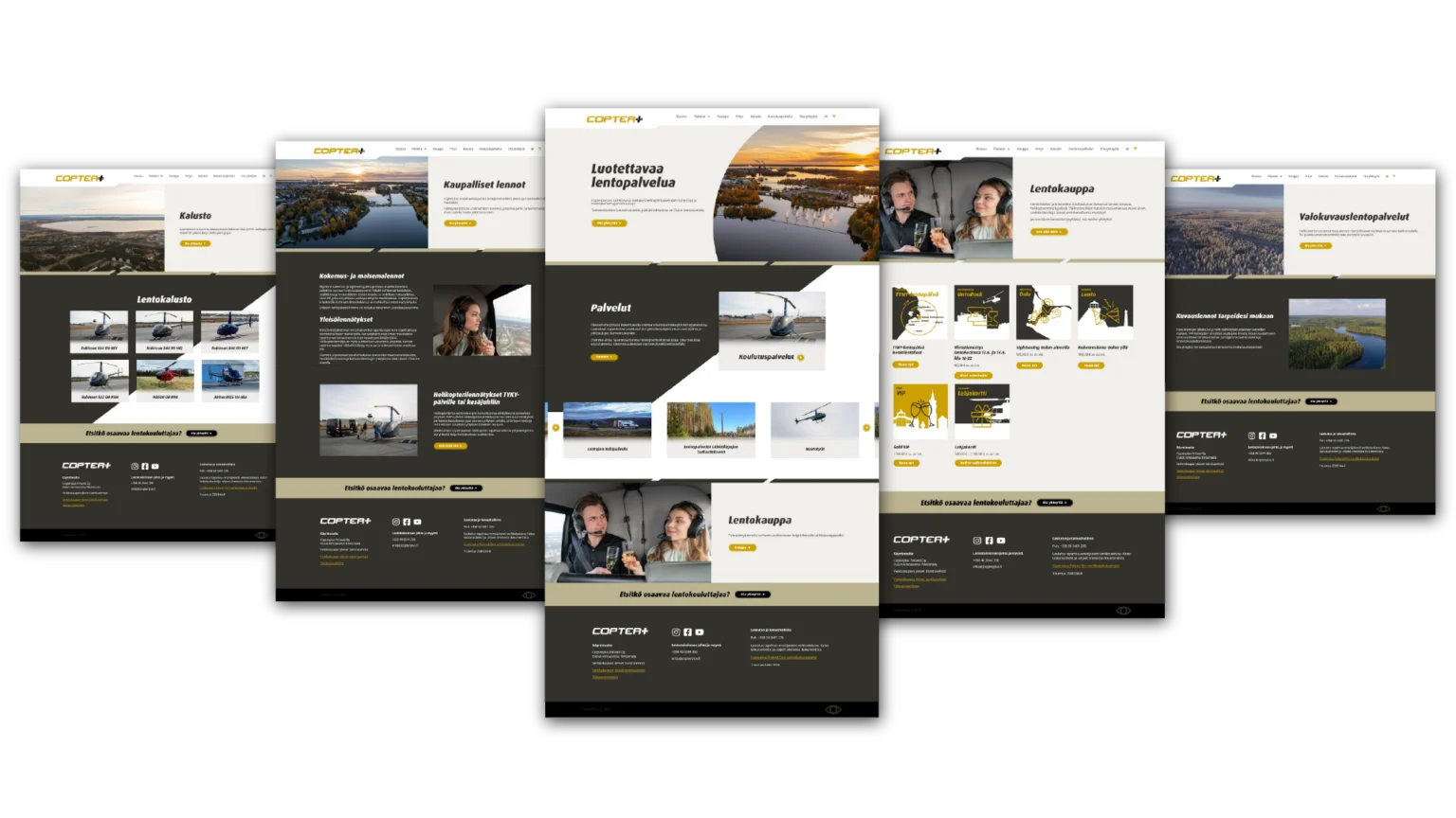 Luma Creativen toteuttamat Copterplus WordPress verkkosivut mockup visualisoinnissa.