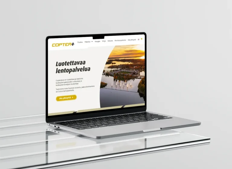 Luma Creativen toteuttama Copterplus verkkosivuston etusivun mockup.