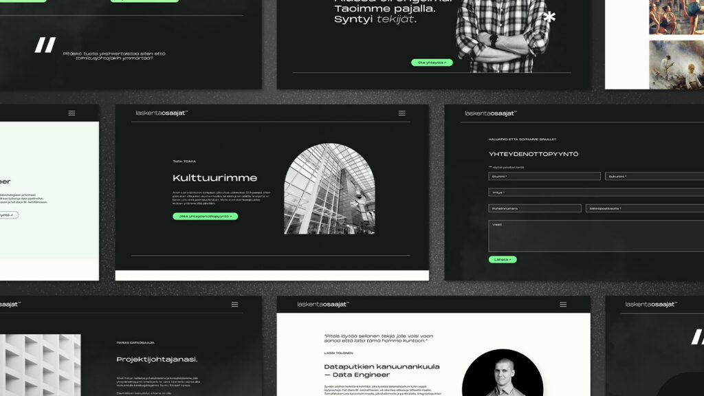 Luma Creativen suunnittelema verkkosivusto mockup kollaasi Laskentaosaajat asiakkaalle.