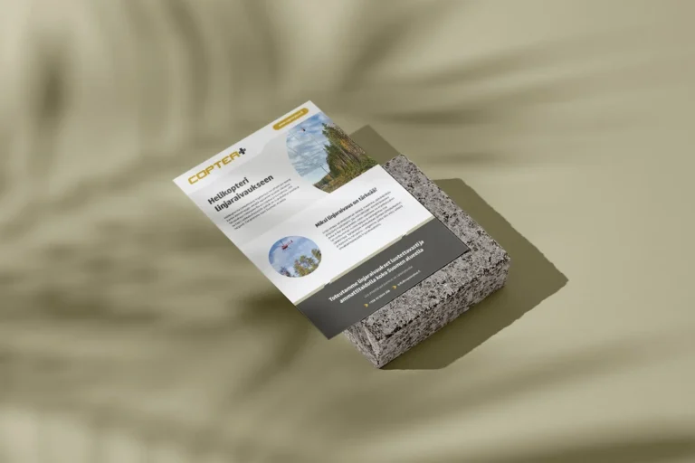 Luma Creativen suunnittelema Copterplus esite mockup.