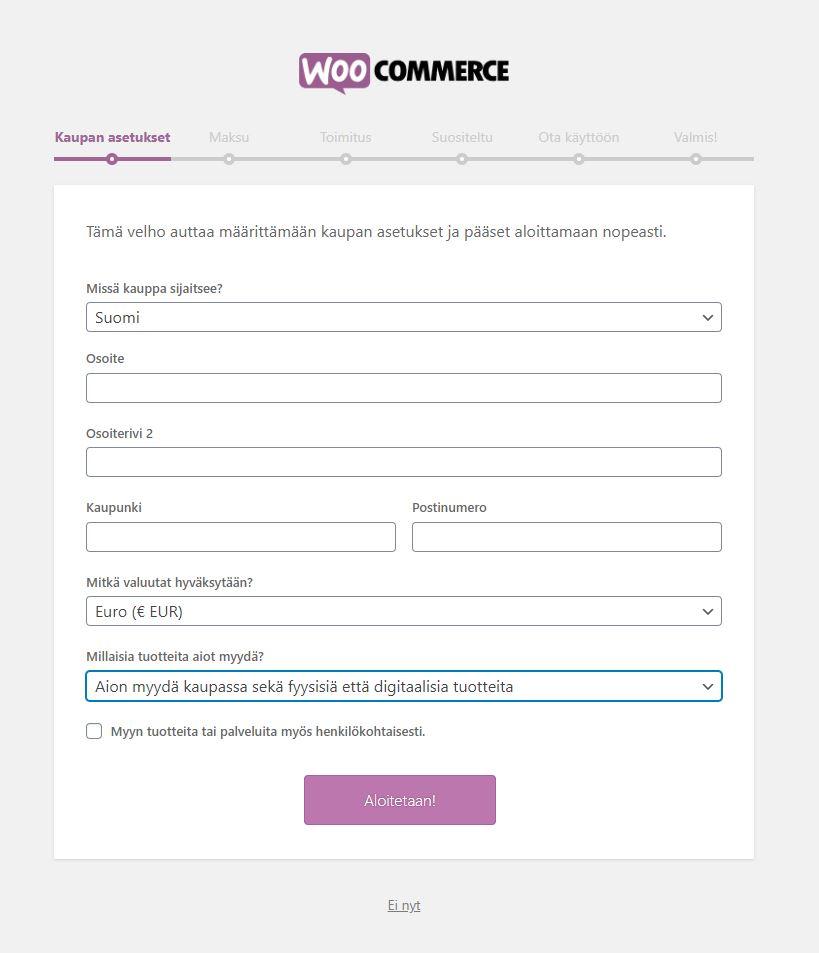 WooCommerce-verkkokaupan-asetukset-lomake